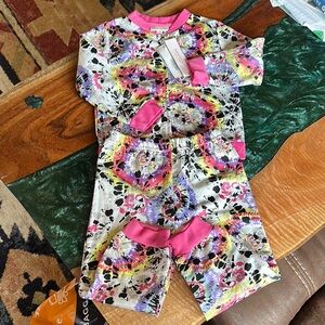 Pink Floral Animal Print Matching Set with Long Sleeves